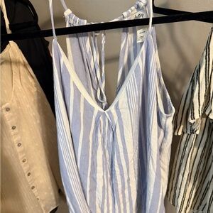 Daytrip White and Blue Backless Camisole Top